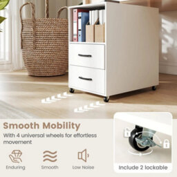 End Side Table Rolling Nightstand With Storage Drawers - thumbnail 5