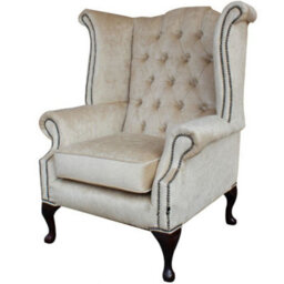 Chesterfield High Back Wing Chair Perla Shell Velvet Bespoke In Queen Anne Style - thumbnail 2
