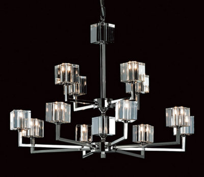 Luminosa Lighting Luminosa Cube Modern Halogen Nickel 12 Arm Chandelier