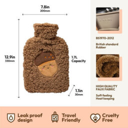 WOODLAND WARMERS Hot Water Bottle With Cover Uk Safety Tested Super Soft Leakproof Large - thumbnail 8