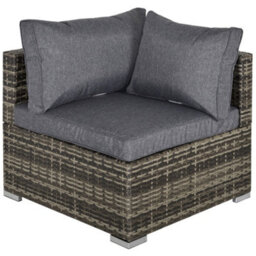 Outsunny Rattan Corner Sofa Garden Rattan Furniture Single Sofa Chair Dark Grey - thumbnail 2