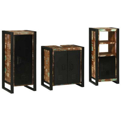 Berkfield Bathroom Furniture Set 3 Pcs Multicolour Solid Reclaimed Wood - image 1
