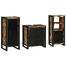 Berkfield Bathroom Furniture Set 3 Pcs Multicolour Solid Reclaimed Wood
