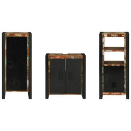 Berkfield Bathroom Furniture Set 3 Pcs Multicolour Solid Reclaimed Wood - thumbnail 8