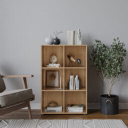 Urbn-Living Urbnliving 91Cm Height 6 Cube Oak Wooden Bookcase Shelving Display Shelves Storage Unit - thumbnail 3
