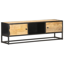 Berkfield Tv Cabinet With Carved Door 130X30X40 Cm Rough Mango Wood - thumbnail 9