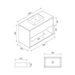 Homestylestore Black Grey 1000mm Wall Hung Bathroom Vanity Unit With Rectangular Countertop Basin And Led Light - thumbnail 4