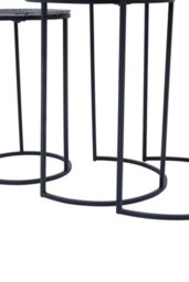 Orsina Nest Of Three Hammered Metal Tables, Gold, Silver And Black Round Table Tops, Modern Nesting Tables - thumbnail 4