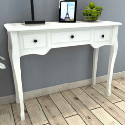 Berkfield Compact Dressing Console Table With Three Drawers White - thumbnail 2