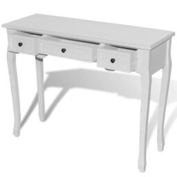 Berkfield Compact Dressing Console Table With Three Drawers White - thumbnail 6
