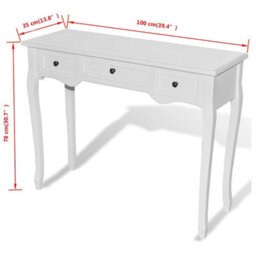 Berkfield Compact Dressing Console Table With Three Drawers White - thumbnail 9