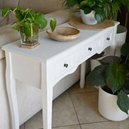 Berkfield Compact Dressing Console Table With Three Drawers White - thumbnail 4