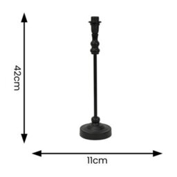 Valuelights Maggie Black Metal Candlestick Slim Table Lamp Base - thumbnail 4