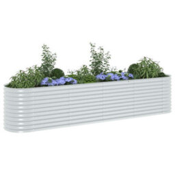 Berkfield Practical Garden Raised Bed 400X80X81 Cm Galvanised Steel Silver - thumbnail 3