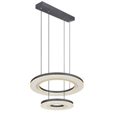 Luminosa Lighting Luminosa Blasius Twin Ring Pendant Ceiling Light Black 2X Led Dimmable 2700-6000K Remote Control - image 1