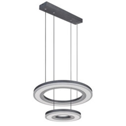 Luminosa Lighting Luminosa Blasius Twin Ring Pendant Ceiling Light Black 2X Led Dimmable 2700-6000K Remote Control - thumbnail 2