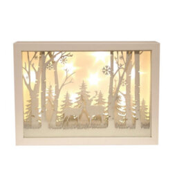 Christmas Decoration - Led Light Up Musical Window Scene Of Reindeer In Woodland - thumbnail 2