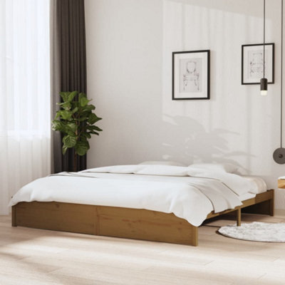 Berkfield Bed Frame Honey Brown Solid Wood 200X200 Cm - image 1