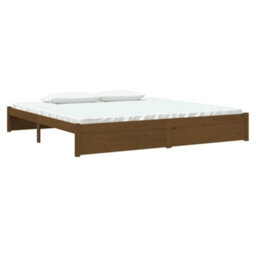 Berkfield Bed Frame Honey Brown Solid Wood 200X200 Cm - thumbnail 3