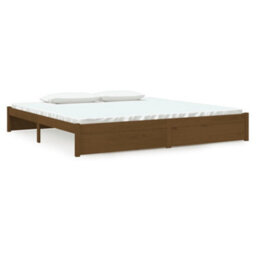 Berkfield Bed Frame Honey Brown Solid Wood 200X200 Cm - thumbnail 2