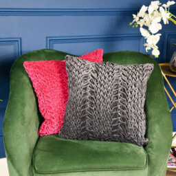 Madison & Mayfair Luxurious Smocked Velvet Charcoal Square Cushion
