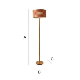 Valuelights Heather Light Wood Floor Lamp With Orange Checkerboard Bamboo Shade - thumbnail 9