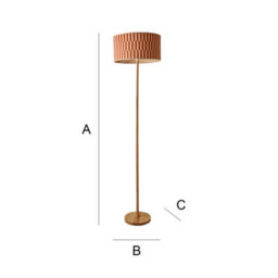 Valuelights Heather Light Wood Floor Lamp With Orange Checkerboard Bamboo Shade - thumbnail 7