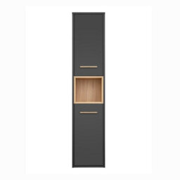 Heze Furniture Borneo Cosmos Tall Bathroom Cabinet 2 Doors - Anthracite  Artisan Oak - thumbnail 3