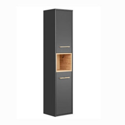 Heze Furniture Borneo Cosmos Tall Bathroom Cabinet 2 Doors - Anthracite  Artisan Oak - thumbnail 2