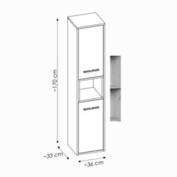 Heze Furniture Borneo Cosmos Tall Bathroom Cabinet 2 Doors - Anthracite  Artisan Oak - thumbnail 5