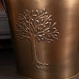 Charles Bentley Mulberry Large Antique Gold Coloured Leather Handled Log Bucket 45X35Cm - thumbnail 2