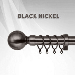 Bedlooms Plain Metal Curtain Pole- (120-210 Cm, 48''- 84'') Extendable Durable Rod Ball Finials 60 mm Black Nickel Finish - thumbnail 2