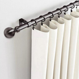 Bedlooms Plain Metal Curtain Pole- (120-210 Cm, 48''- 84'') Extendable Durable Rod Ball Finials 60 mm Black Nickel Finish - thumbnail 3