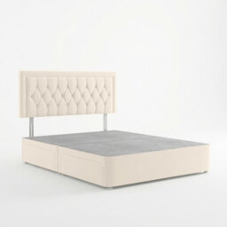 Adore Designs Diamond Cut Plush Velvet Divan Bed, Headboard - 4Ft6 Double - Cream - 0 Drawers - thumbnail 2