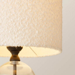 Valuelights Jessy Glass And Black Metal Bedside Table Lamp With A Cream Boucle Lampshade - thumbnail 5
