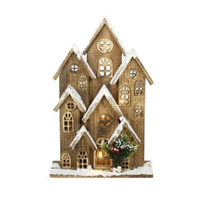 Large Light Up Wooden Christmas Houses