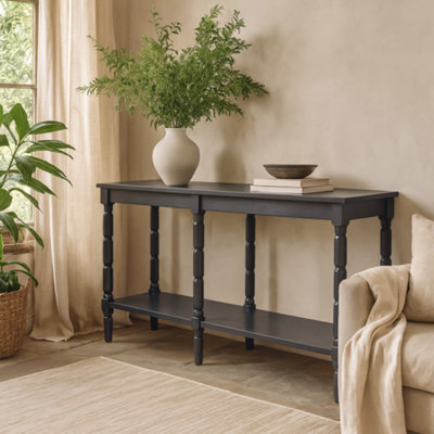 Wyld Haus Ploumanach Large Black Wooden Console Table With Lower Shelf - image 1