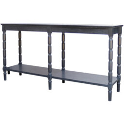 Wyld Haus Ploumanach Large Black Wooden Console Table With Lower Shelf - thumbnail 3