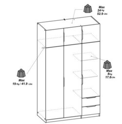 FurniComp LTD Furnicomp Chicago 6 Door 2 Drawer 120Cm Matt White & Oak Effect Space Saving Wardrobe - thumbnail 8