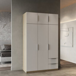 FurniComp LTD Furnicomp Chicago 6 Door 2 Drawer 120Cm Matt White & Oak Effect Space Saving Wardrobe - thumbnail 1