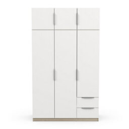 FurniComp LTD Furnicomp Chicago 6 Door 2 Drawer 120Cm Matt White & Oak Effect Space Saving Wardrobe - thumbnail 2
