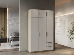 FurniComp LTD Furnicomp Chicago 6 Door 2 Drawer 120Cm Matt White & Oak Effect Space Saving Wardrobe - thumbnail 7