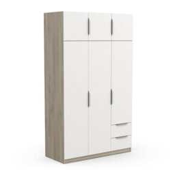 FurniComp LTD Furnicomp Chicago 6 Door 2 Drawer 120Cm Matt White & Oak Effect Space Saving Wardrobe - thumbnail 6