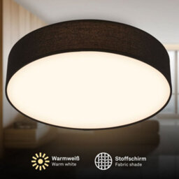 Briloner Mains-Powered Led Black Fabric Shade Ceiling Light (Dia)38Cm - thumbnail 2
