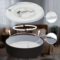 Briloner Mains-Powered Led Black Fabric Shade Ceiling Light (Dia)38Cm - thumbnail 8