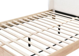 Save On Goods UK 5Ft King Size White Soft Fabric Boucle,wool Effect, Upholstered Wood Bed Frame Bedstead - thumbnail 7