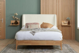 Save On Goods UK 5Ft King Size White Soft Fabric Boucle,wool Effect, Upholstered Wood Bed Frame Bedstead - thumbnail 2