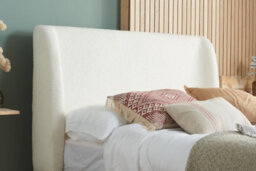 Save On Goods UK 5Ft King Size White Soft Fabric Boucle,wool Effect, Upholstered Wood Bed Frame Bedstead - thumbnail 3