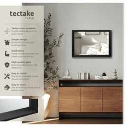 Tectake Wall Mirror Elina - Rectangular, With Plastic Frame, Includes Mounting Materials 40 X 60 Cm  - Black - thumbnail 2