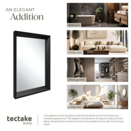 Tectake Wall Mirror Elina - Rectangular, With Plastic Frame, Includes Mounting Materials 40 X 60 Cm  - Black - thumbnail 5